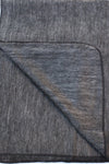 Gray fabric with a subtle pattern, possibly a blanket or towel, on a plain background.