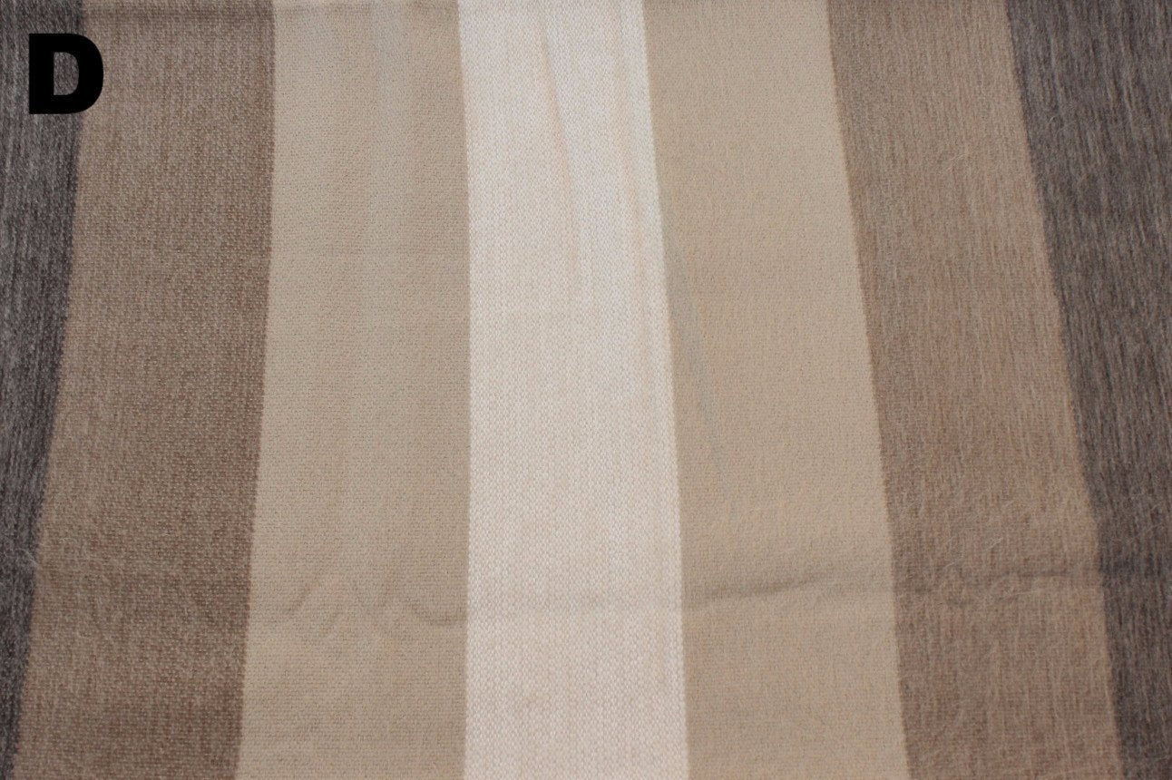 Striped fabric with brown, beige, and white colors