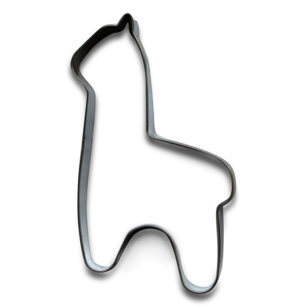 Metallic dog-shaped cookie cutter on a white background