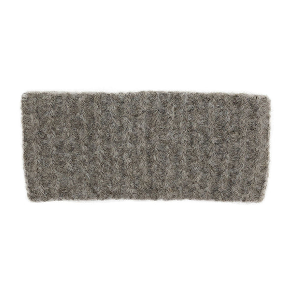 Gray knitted headband on a white background