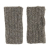 Pair of gray knitted arm warmers on a white background