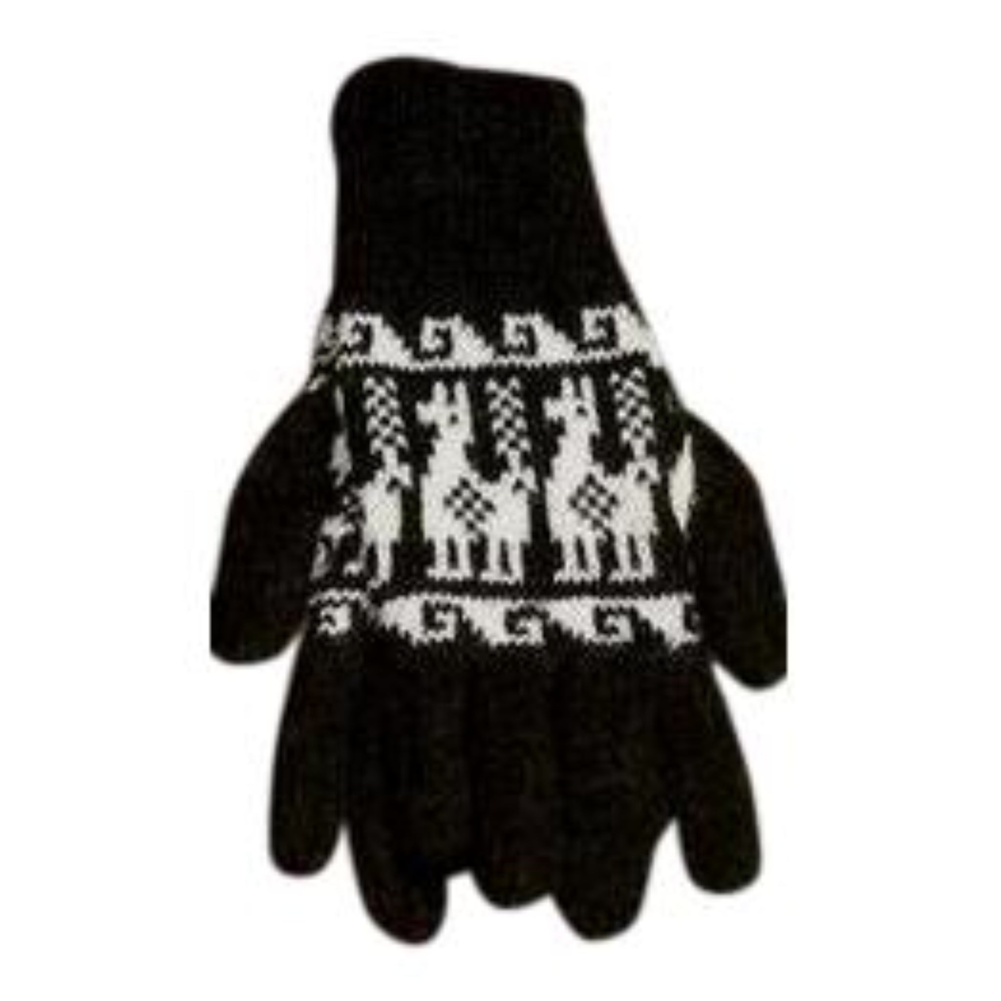 Black gloves with white pattern on a white background