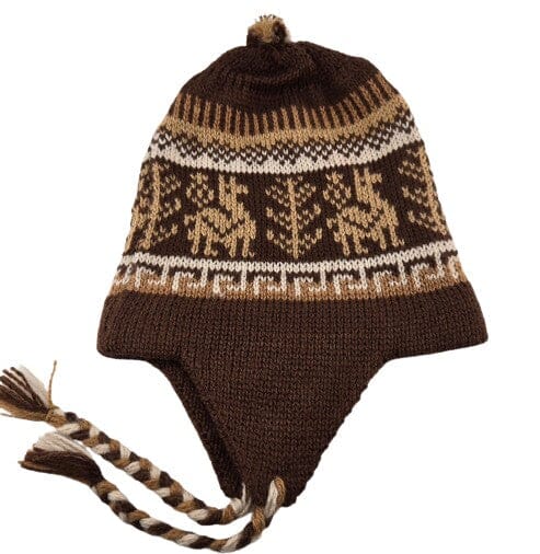 Knitted hat with reindeer pattern on a white background