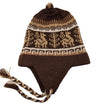 Knitted hat with reindeer pattern on a white background