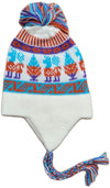 Cream-colored alpaca blend chullo earflap hat for infants and toddlers made in Peru