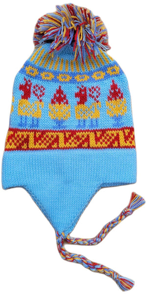 Colorful knitted hat with pattern on a white background