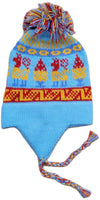 Colorful knitted hat with pattern on a white background