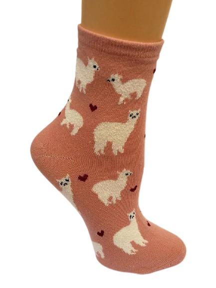 Sock with llama pattern on a white background