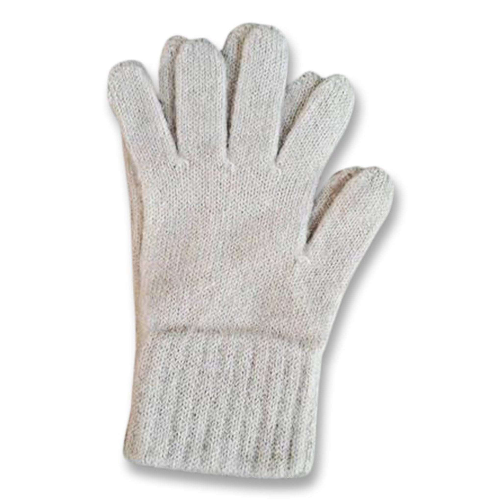 Pair of beige gloves on a white background