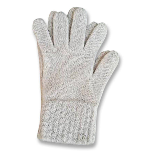 Pair of beige gloves on a white background