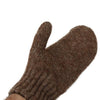 Brown knitted mitten on a white background