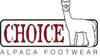Logo of Choice Alpaca Footwear with an alpaca illustration on a white background