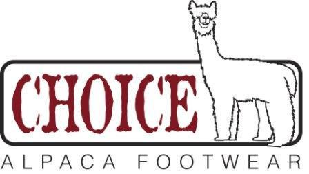 Logo of Choice Alpaca Footwear with an alpaca illustration on a white background