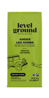 Close-up of Andes Mountains Medium Roast Blend packaging showing tasting notes of navel orange, milk chocolate, and roasted nut