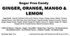 Sugar-Free Ginger Candy – Orange, Mango & Lemon, Made in Italy, 55 pc