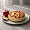 Close-up of Andy Anand gluten-free apple cheesecake showing layered cinnamon apple slices on cream cheese filling