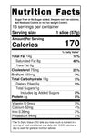 Nutrition facts label for a food product with detailed calorie and nutrient information.