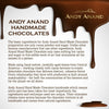 Andy Anand Handmade Chocolates advertisement with chocolate drizzle and text on a white background