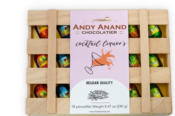 European Cocktail Flavored Chocolate Bottles | 18-Piece Vegan & Gluten-Free Collection