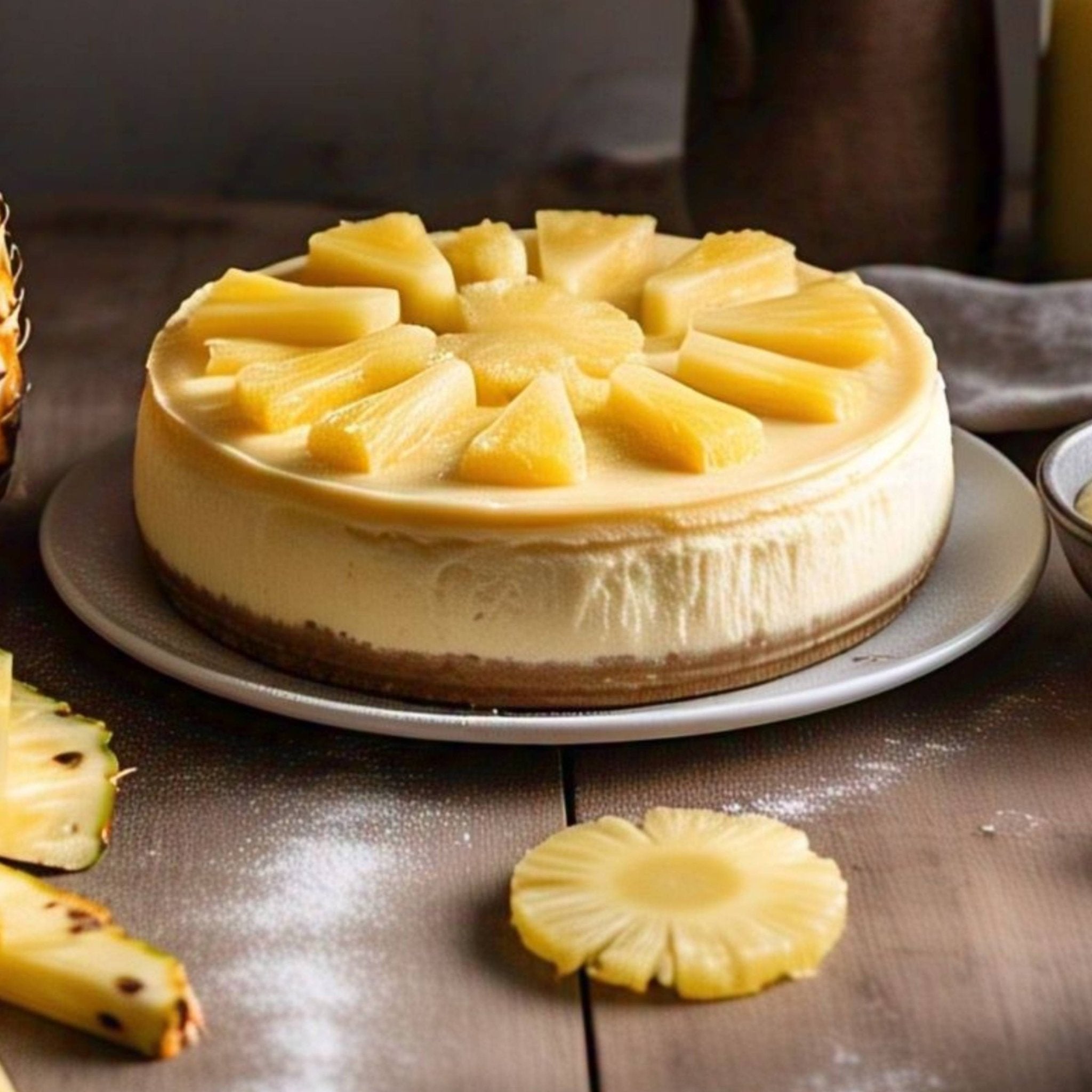 Andy Anand 9-inch sugar-free pineapple cheesecake with fresh pineapple topping, 2.6 lb, baked in California