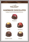 Andy Anand Chocolatier advertisement with various chocolate truffles and branding.