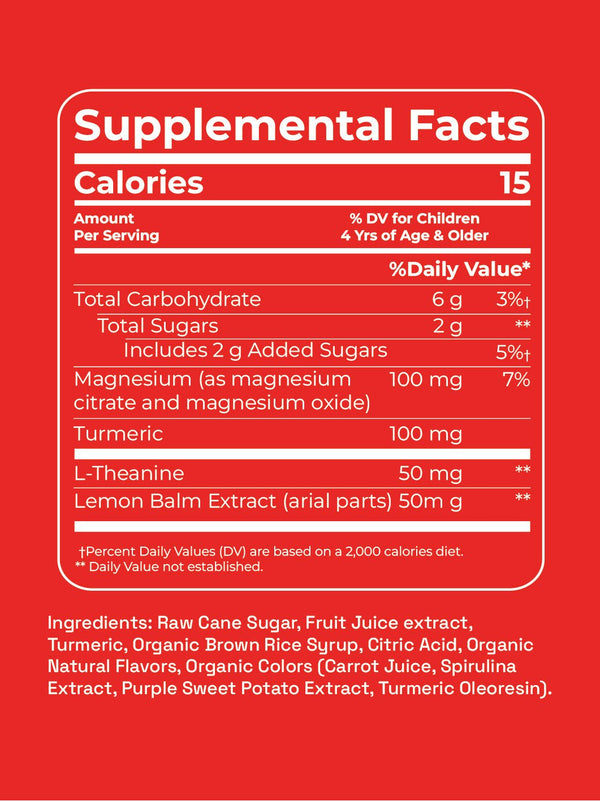 Supplemental facts label on a red background