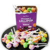 Colorful lollipops on sticks with a box labeled 'Vitamin C Lollipop' by Andy Anand Chocolatier.