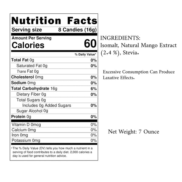 Nutrition facts label for a product with specific ingredients and serving size.