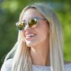 AquaWave square sunglasses with grey polarized lenses and eco-friendly wood frame