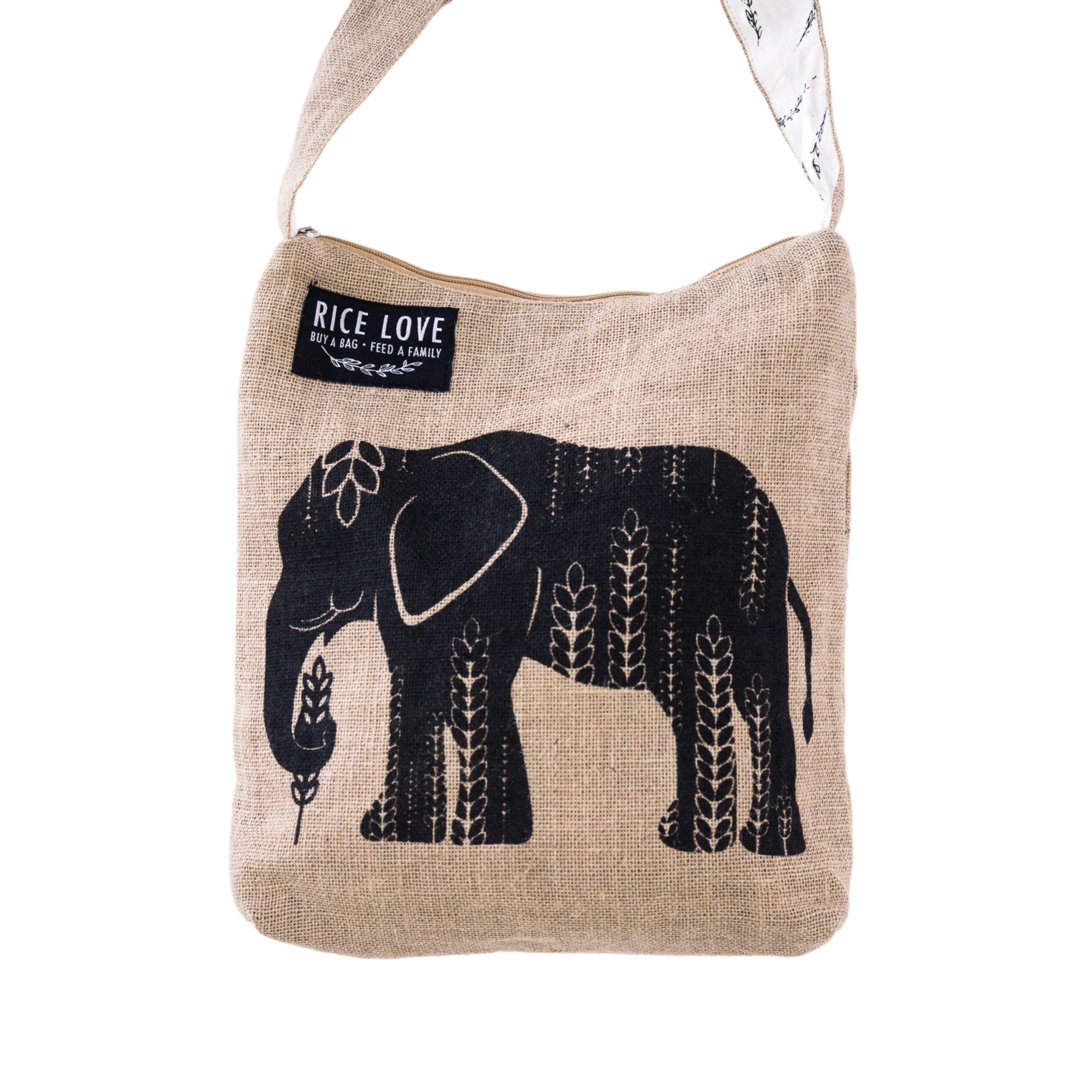 Artist Series upcycled jute rice bag with hand-illustrated artwork by Rice Love