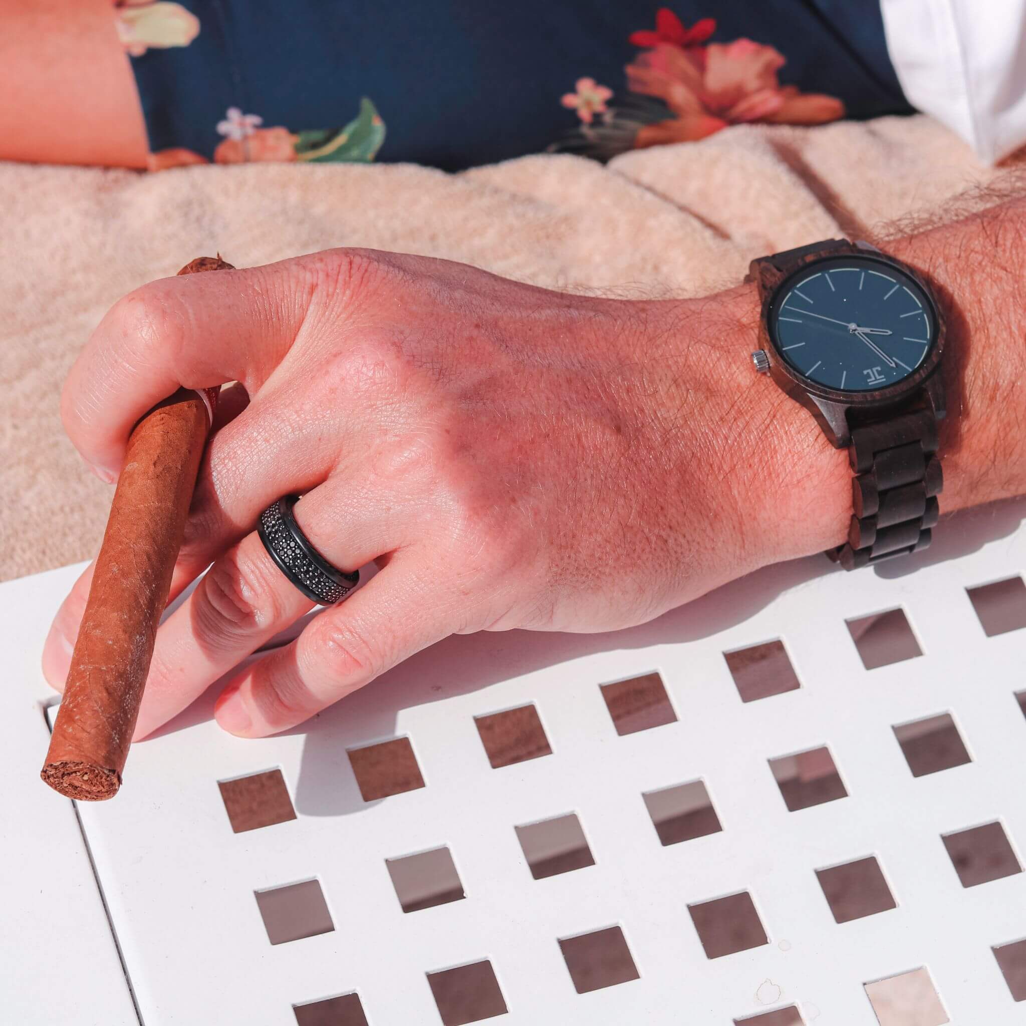 Atlantic Dark Sandalwood Wooden Watch with Blue Face | Joycoast
