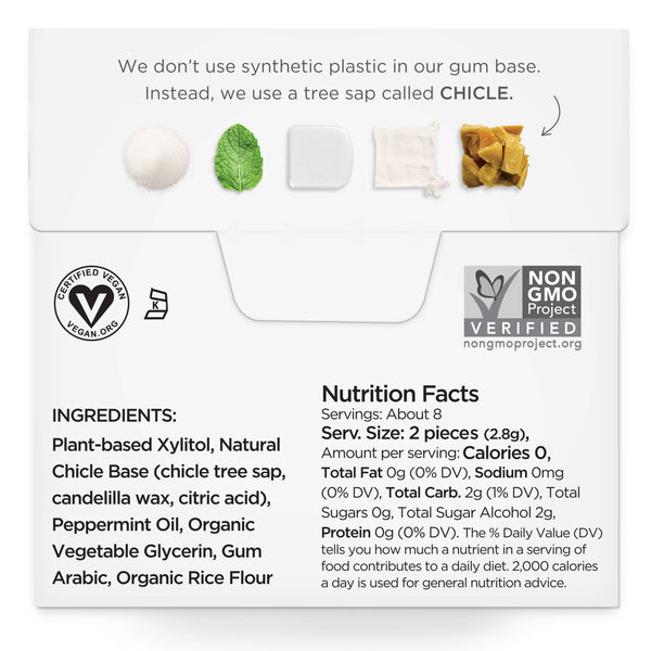 Product packaging with ingredients, nutrition facts, and certification logos on a white background