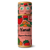 Ninah solid perfume tube with fruit illustrations on a white background. NANAH Mandarin Strawberry solid perfume — natural fruity floral fragrance with jasmine & patchouli. Phthalate-free, vegan & longer-lasting than spray. Shop now.