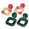 Check Box Horn Stud Earrings in dark horn and forest green, handcrafted from upcycled lacquered horn by Fair Anita