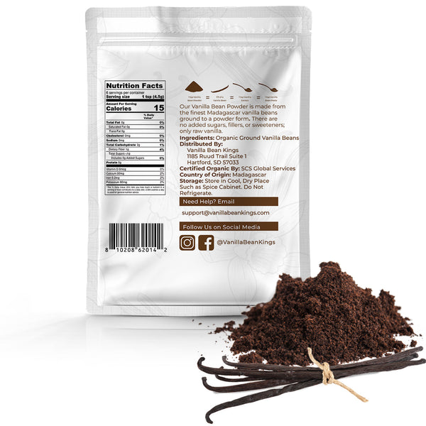 Organic Vanilla Bean Powder - Pure Ground Madagascar Vanilla