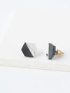 Fair Anita Balanced Geometry stud earrings in black and white – 1cm hexagon clay resin studs