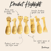 Bamboo Animal Kids Spoons - Hand-Carved Natural Bamboo Set