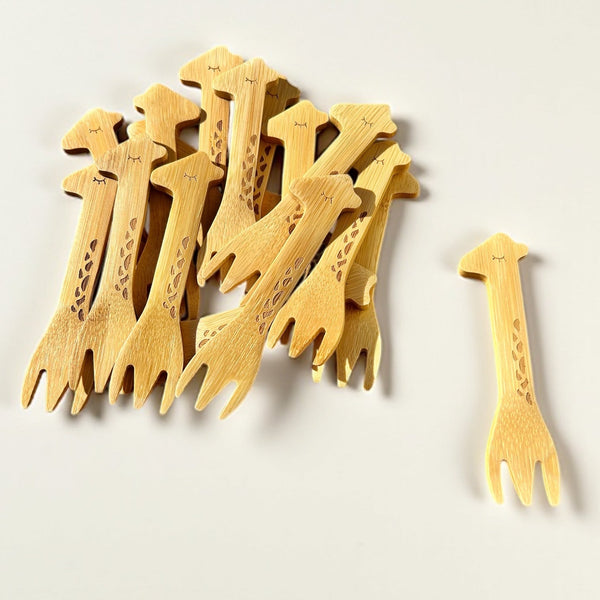 Bamboo Animal Kids Spoons - Hand-Carved Natural Bamboo Set