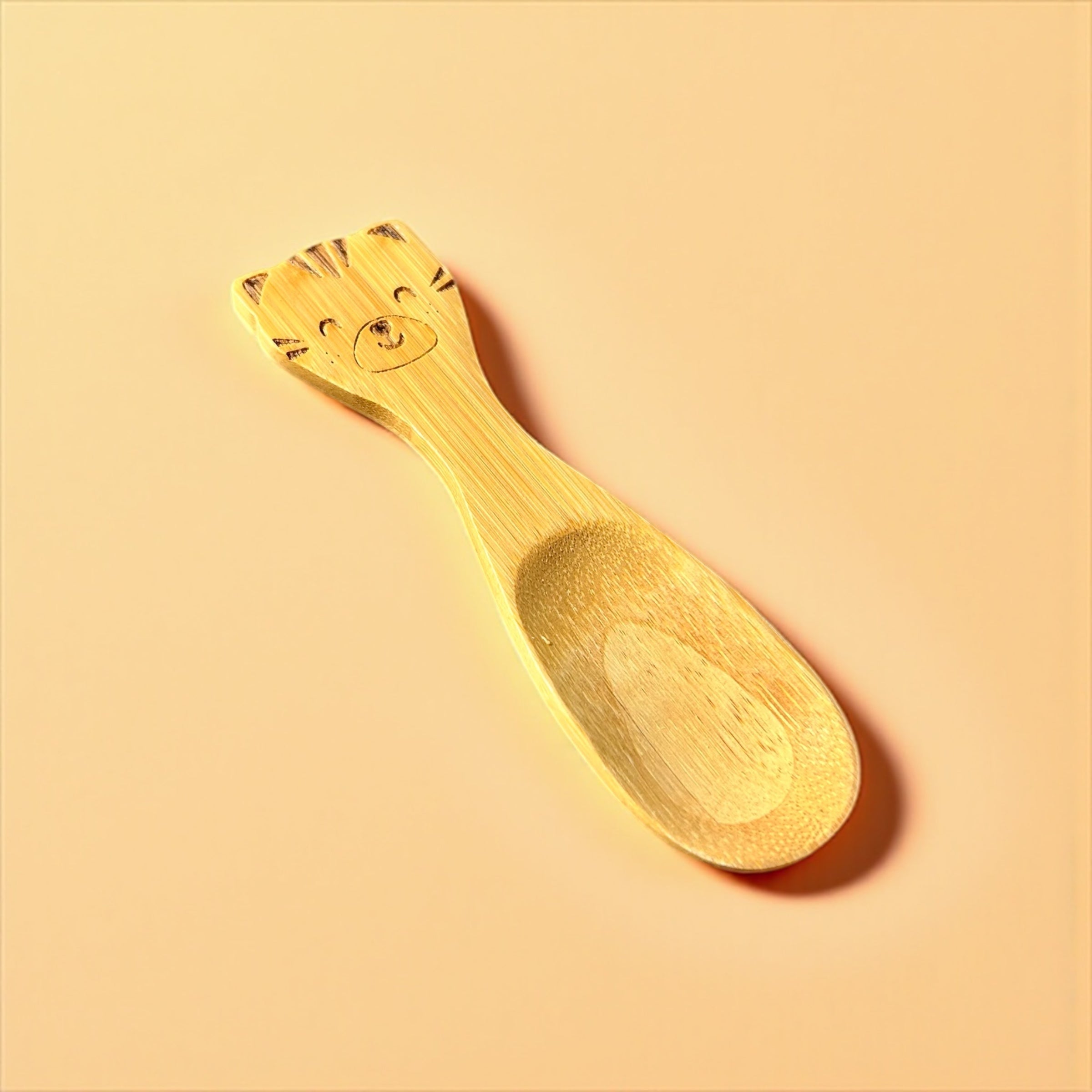 Set of Bamboo Animal Kids Spoons displayed together