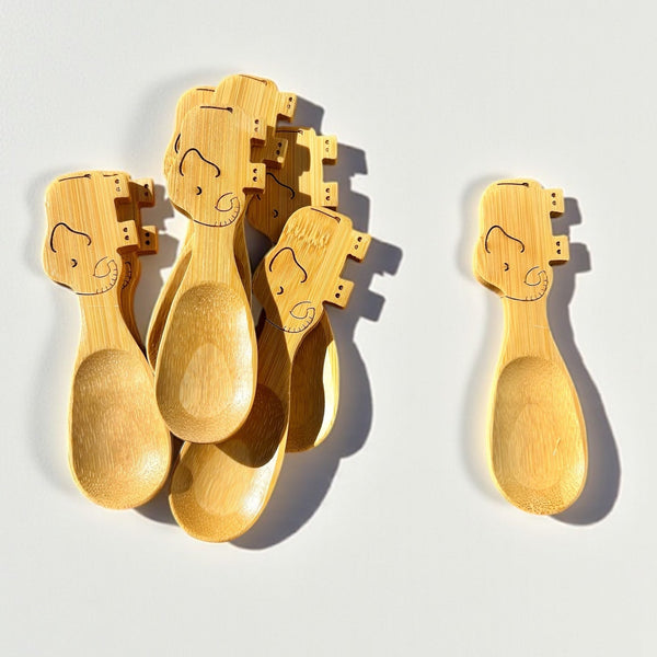 Bamboo Animal Kids Spoons - Hand-Carved Natural Bamboo Set