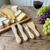 Close-up of the bamboo cheese knives from the Bamboo Cheese Knife Box Set