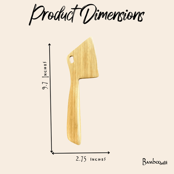 Bamboo Dough Scraper displayed alongside other kitchen utensils