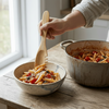 Bamboo Serving Utensil Spoon shown for serving salad or pasta