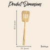 Bamboo Slotted Spatula displayed with kitchen cookware
