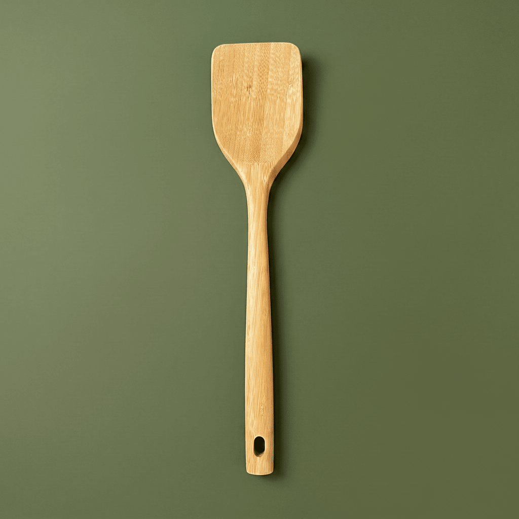 Bamboo Spatula kitchen utensil with straight-edge design
