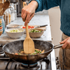 Close-up of Bamboo Spatula edge for scraping cookware