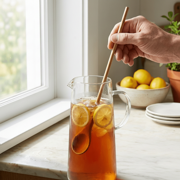 Bamboo Stir Spoon XL shown for kitchen use