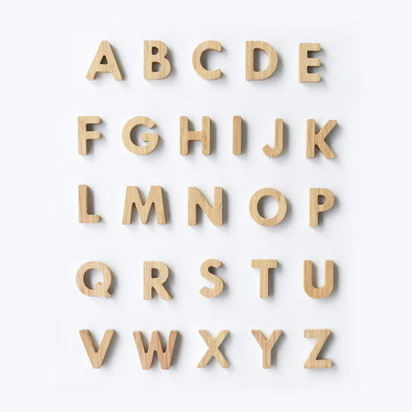Wee Gallery Bamboo Alphabet Set – 26 sustainable bamboo letter pieces for kids aged 3 and up
