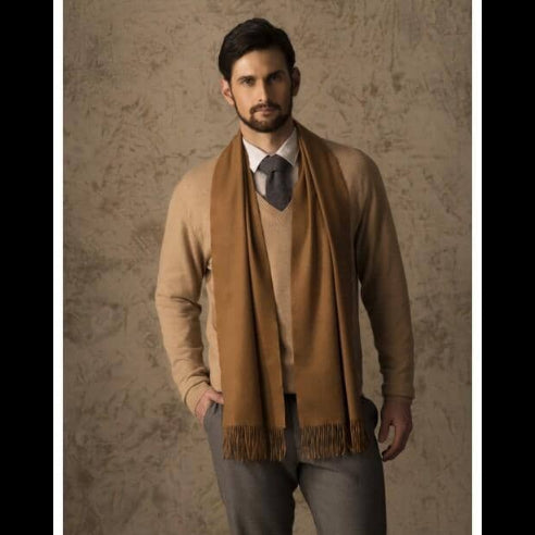 Basel vicuña scarf styled as a luxury wrap – 100% pure vicuña fiber with CITES certificate