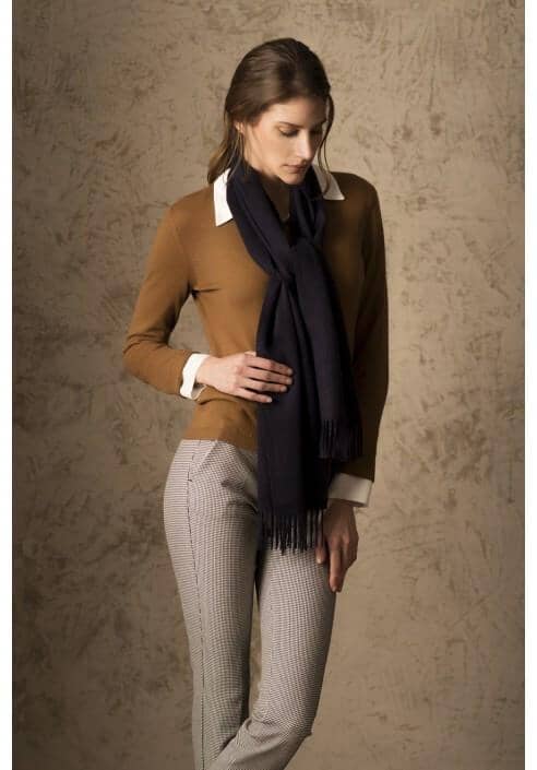 Close-up detail of the Basel vicuña scarf showing ultra-fine 12-micron natural fiber texture